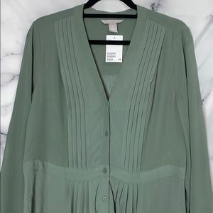 Pin-tuck Detail Sage Dress